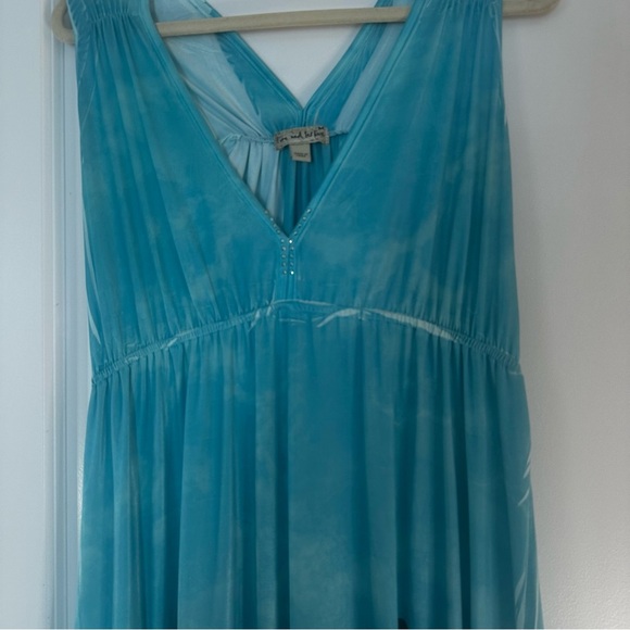 Live and Let Live Butterfly Print Sleeveless Dress Turquoise Blue Y2K Style Sz M - Picture 2 of 12